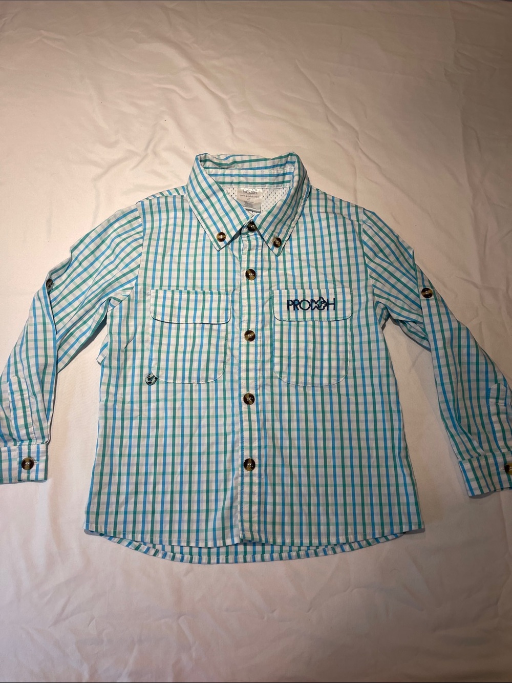 PRODOH Boys' Green & White Plaid Button-Down Shirt